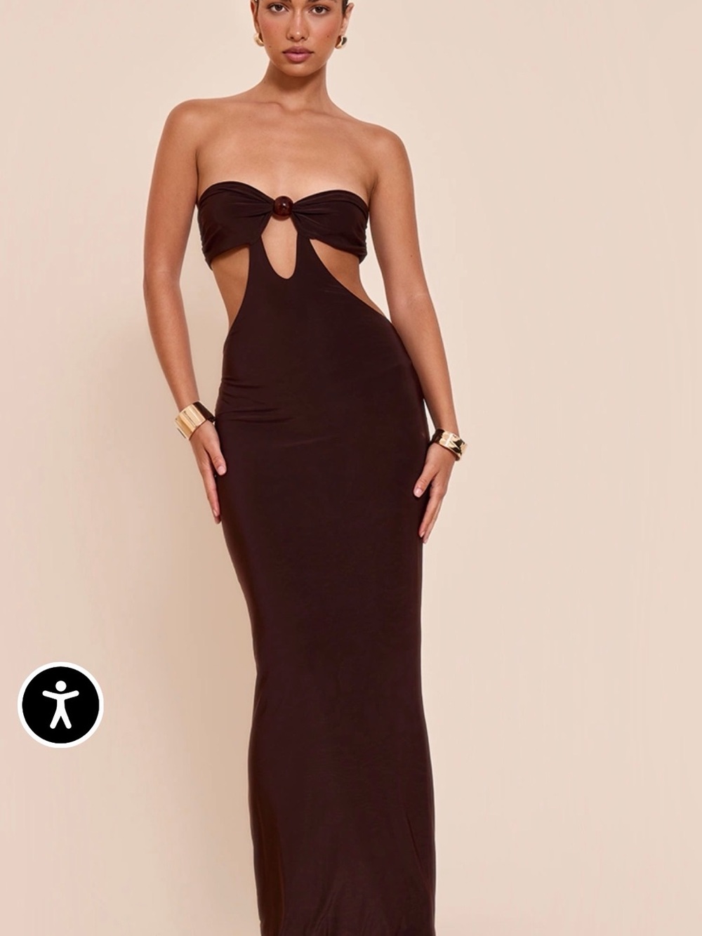 Strapless Cutout Maxi Dress in Black